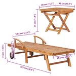 vidaXL Chaises longues lot de 2 avec table Bois de teck solide