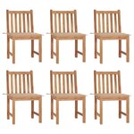 vidaXL Chaises de jardin lot de 6 avec coussins Bois de teck massif