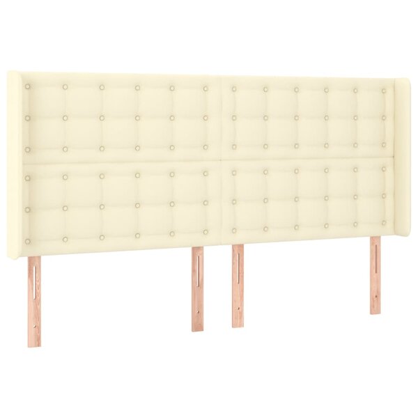 vidaXL Tête de lit avec oreilles Crème 203x16x118/128 cm Similicuir