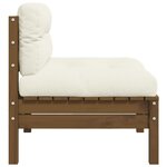 vidaXL Canapé central de jardin avec coussins Marron miel Bois de pin