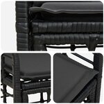 vidaXL Loveseat d'extérieur 2 Pièces Noir et Gris foncé polyrotin