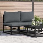 vidaXL Mobilier de jardin avec coussin 2 Pièces Noir Aluminium