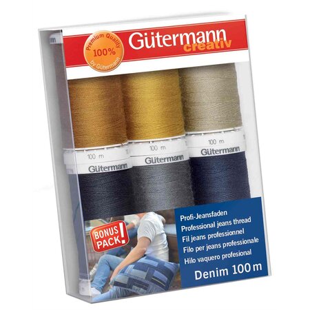 Set de fils à coudre 'Denim' 6 bobines 100 m spécial Jeans GÜTERMANN