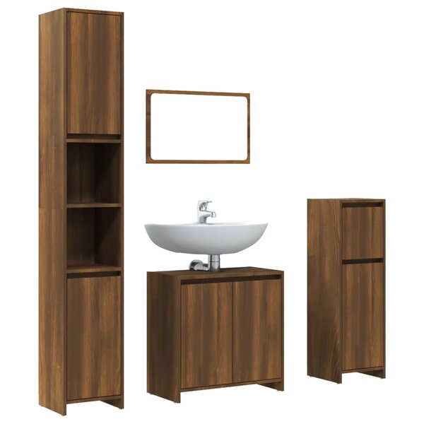 vidaXL Ensemble de meubles de salle de bain 4 Pièces Chêne marron