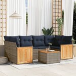 vidaXL Salon de jardin 7 Pièces avec coussins gris résine tressée