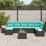 vidaXL Ensemble de canapé de jardin avec coussin 8 Pièces Noir Poly rotin