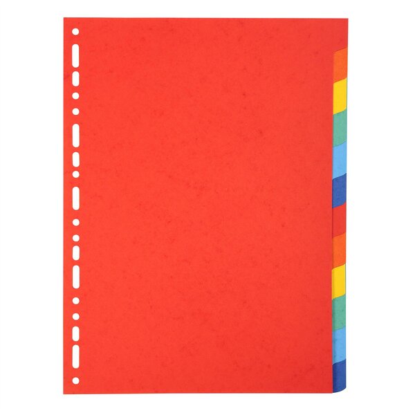 Intercalaires carte 220g 12 positions - A4 - Couleurs assorties x 25 EXACOMPTA