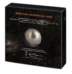 SPHERICAL MERCURY 3D Planet 1 Oz Silver Coin 5 Dollars Barbados 2022