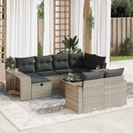 vidaXL Salon de jardin 11 Pièces avec coussins gris clair résine tressée