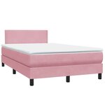 vidaXL Sommier à lattes de lit avec matelas et LED rose 120x220 cm velours