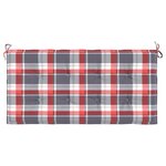 vidaXL Coussin de banc de jardin motif à carreaux rouges 120x50x3 cm