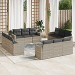 vidaXL Salon de jardin avec coussins 12 Pièces gris clair résine tressée