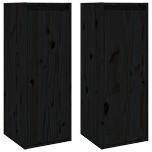 vidaXL Armoires murales 2 Pièces Noir 30x30x80 cm Bois de pin massif
