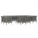 vidaXL Salon de jardin 13 Pièces avec coussins Gris Résine tressée