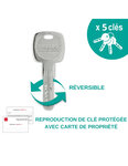 THIRARD - Verrou universel Transit 2 ajustable  double cylindre  blanc  5 clés