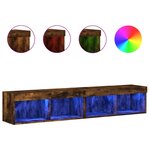 vidaXL Meubles TV avec lumières LED 2 Pièces chêne fumé 80x30x30 cm