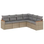 vidaXL Salon de jardin avec coussins 6Pièces mélange beige résine tressée