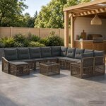 vidaXL Ensemble de canapé de jardin 12 pc Gris polyrotin