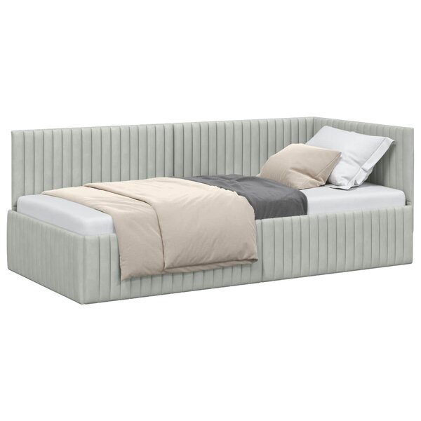 vidaXL Cadre de lit d'angle Gris clair 90 cm x 190 cm Velours
