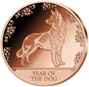 Monnaie YEAR OF THE DOG Chinese Zodiac Signs 1 Oz Cuivre 20 Francs Gabon (PRÉCOMMANDE)