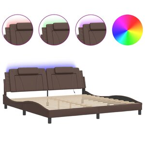 vidaXL Cadre de lit Viana avec LED sans matelas marron 200x200 cm