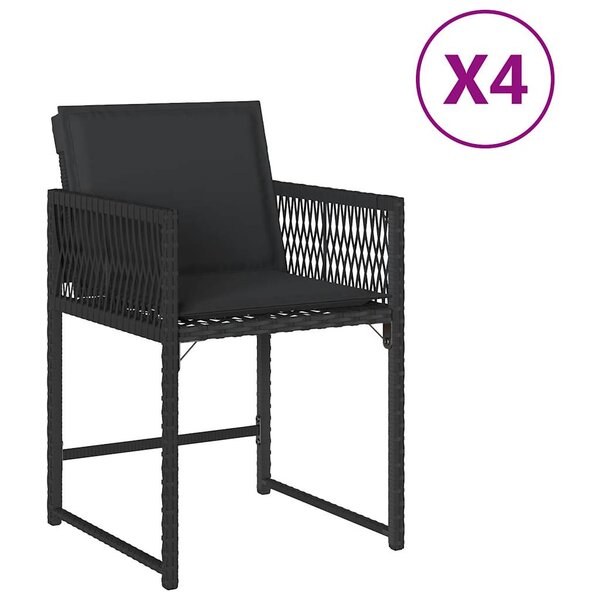 vidaXL Chaises de jardin lot de 4 avec coussins noir résine tressée