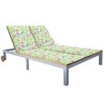 vidaXL Chaise longue 2 places avec coussin Acacia solide et acier