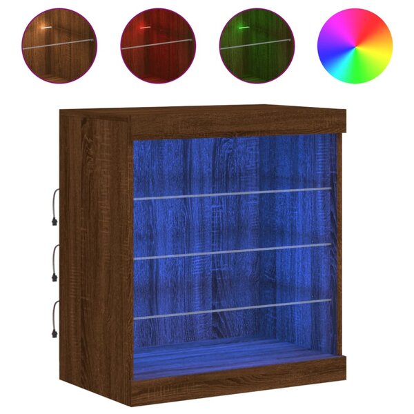 vidaXL Buffet avec lumières LED chêne marron 60 5x37x67 cm