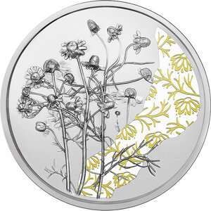 Pièce de monnaie en Argent g 15.57 (1/2 oz) Millésime 2023 Language of Flowers Austria CHAMOMILE