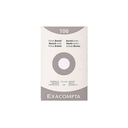 EXACOMPTA Fiches bristol, 125 x 200 mm, quadrillé, blanc