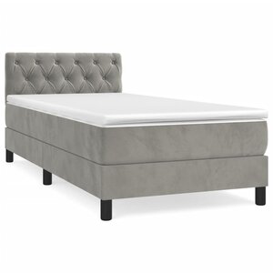 vidaXL Sommier à lattes de lit et matelas Gris clair 80x200 cm Velours