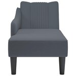 vidaXL Fauteuil long avec accoudoir droit gris foncé velours
