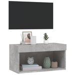 vidaXL Meuble TV avec lumières LED gris béton 60x30x30 cm