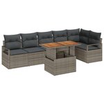 vidaXL Ensemble de canapé de jardin 7 pièces avec coussins en poly rotin gris et acacia.