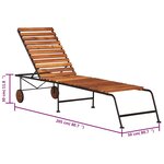 vidaXL Chaise longue avec pieds en acier Bois d'acacia massif