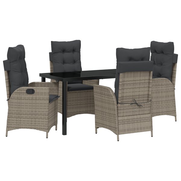vidaXL Ensemble de Salle à Manger de Jardin 5 Pièces avec Coussins Grands en Rattan Poly