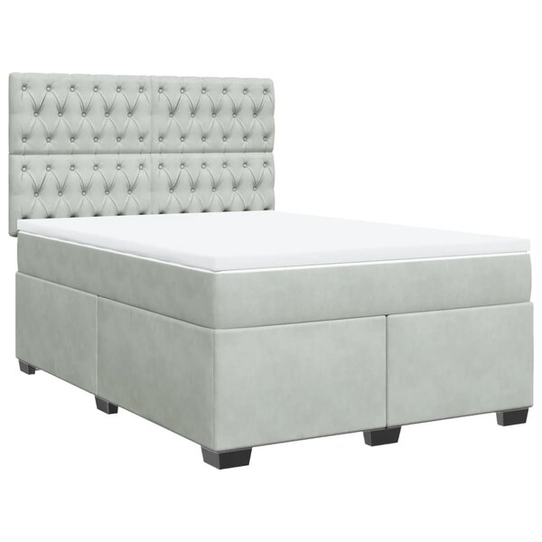 vidaXL Sommier à lattes de lit et matelas Gris clair 140x200cm Velours