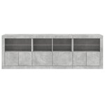 vidaXL Buffet avec lumières LED gris béton 202x37x67 cm