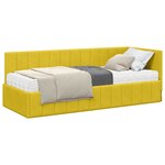 vidaXL Cadre de lit d'angle avec matelas Jaune 80 x 200 cm Velours