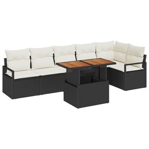 vidaXL Ensemble de salle à manger pour jardin 7 Pièces Noir et Crème