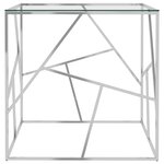 vidaXL Table basse Argenté 55x55x55 cm Acier inoxydable et verre