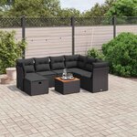 vidaXL Salon de jardin 8 Pièces avec coussins noir résine tressée
