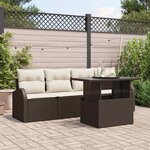 vidaXL Ensemble de canapé de jardin 5 Pièces Marron Poly rotin
