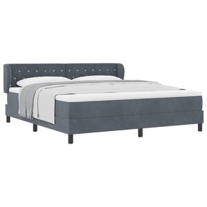 vidaXL Lit à ressorts avec matelas Gris foncé 180 x 200 cm Velours
