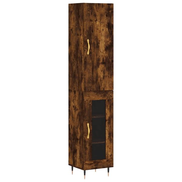 vidaXL Buffet haut Chêne fumé 34 5x34x180 cm Bois d'ingénierie