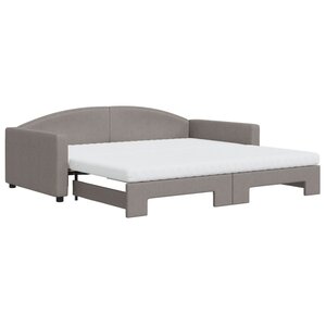 vidaXL Lit de jour avec gigogne et matelas taupe 100x200 cm tissu