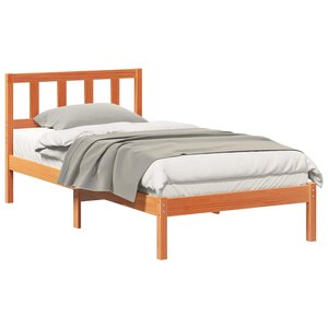 vidaXL Cadre de lit avec tête de lit Brun cire 100 x 200 cm Pin massif