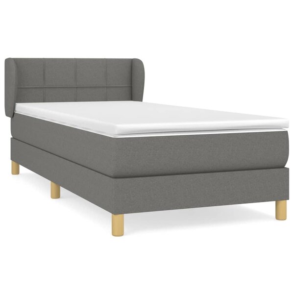 vidaXL Sommier à lattes de lit et matelas Gris foncé 90x190 cm Tissu