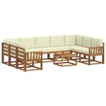 vidaXL Ensemble de canapés d'extérieur 10 pc Naturel et Crème