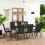 vidaXL Ensemble de salle à manger de jardin 9 Pièces Noir